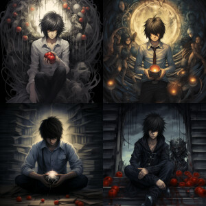 Generate a unique anime similar to Death Note by Tsugumi Ohba an...
