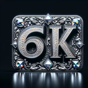 Create a 6K sign that features bling sparkly design, including c...