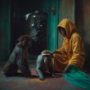 ghost apearing with a monkey that acts like a human and then dus...