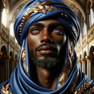 A hyper-realistic image of an African-American Jesus Christ, ser...