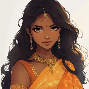 , create an illustration of me wearing a saree, highlighting my...