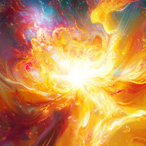 A brilliantly glowing solar flare, bursting with vibrant colors...