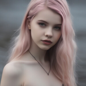 Middle school goth girl nudist showing her pale body and shaved...