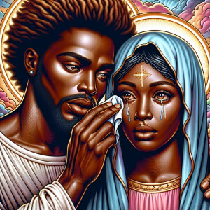 Ensure that the image distinctly represents both Jesus Christ an...