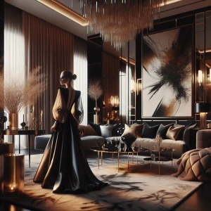 Create an image or describe a figure in the opulent and trendy s...