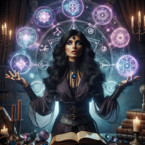 randing images for Mystic Alchemy, utilizing the magician archet...
