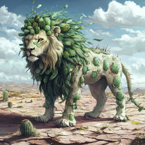 Create an illustration of a mythical creature that combines feat...