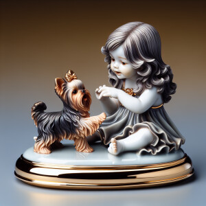 Prompt: porcelain Statue of a very light skin African-American g...