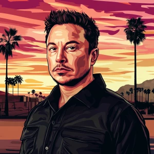 Elon Musk in GTA art style,  , in the style of a Grand Theft Aut...