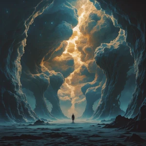 * A cosmic horror image, a scene of unsettling beauty and dread,...