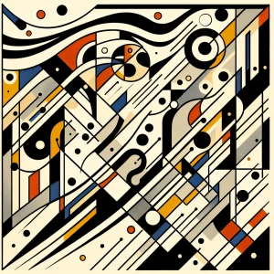Abstract shapes and lines in a limited color palette  inspired b...