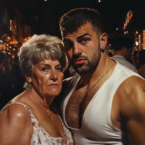 Photorealism,realism,,a muscular beefy sweaty man,entering walki...