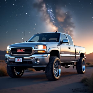 an intricately designed and ornamental  silver  2002 GMC extende...