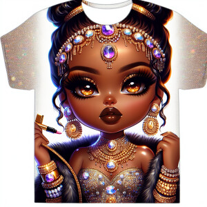 Create an image of a chibi African American girl exuding confide...