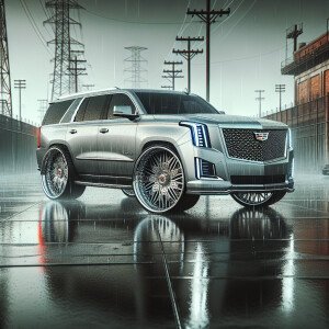 2023 silver Cadillac escalade, oriental intricate pattern rims,...