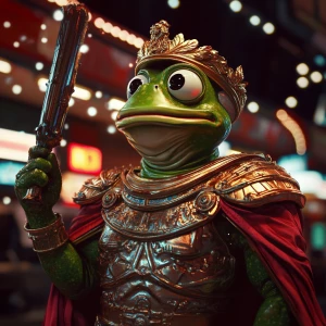 Pepe the Frog in carton style dressed as an ancient Roman empero...