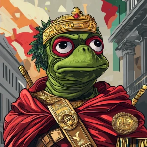 Pepe with pumped-up lips of a bright red color in carton style...
