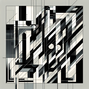 Picture a captivating display of bold lines and shapes intertwin...