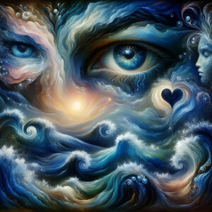A romantic and symbolic representation of love and surrender, in...