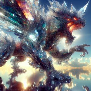 A giant monster made of crystal dust