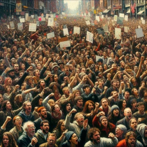 Create an image in the style of actionism art that captures the...