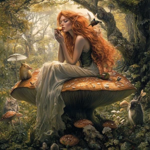 Create an image of a breathtakingly beautiful woman with flowing...