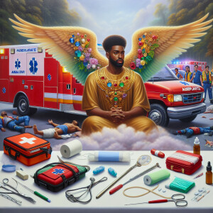 Create a realistic 3D oil painting depicting a scene of emergenc...