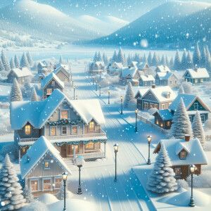 There is a small town among the snow-covered towns
