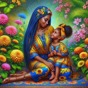 A tender depiction of a Bohemian mother with her child, both sty...