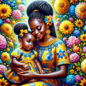 A tender depiction of a Bohemian mother with her child, both sty...