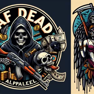 Design a bold circular and edgy logo with and the name ('HALF DE...