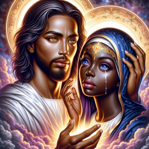 Ensure that the image distinctly represents both Jesus Christ an...