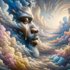 Create a 3-D realistic oil, painting light skin
African-America...