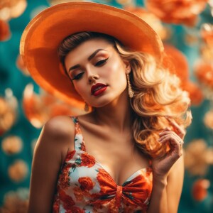 Pin up Girl, Pin up style, clear background, close up shoot