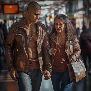 Photorealism,hyperrealism,a bodybuilder man ,walking with his 50...