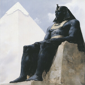 The Pharaonic king on his throne atop the pyramids --sref 317335...