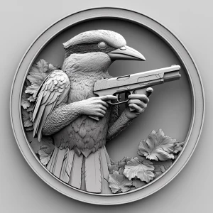 Design a high-contrast grayscale 3d bas relief of Kookaburra hol...