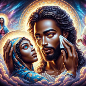 Ensure that the image distinctly represents both Jesus Christ an...