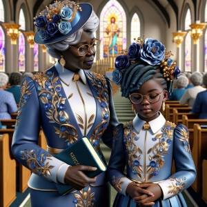 Adjust the 3-D realistic image to depict the African-American gr...