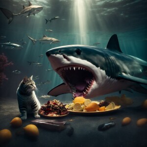 Shark eating a cat