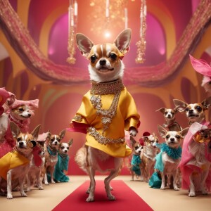 Design an 8K Ultra HD realistic 3D animation of Chihuahuas on hi...