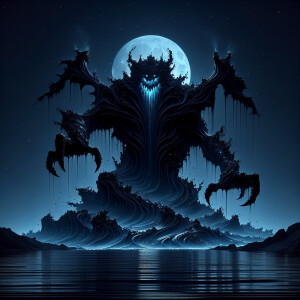 "Picture a dark, eerie lake under a cloud-covered, moonless nigh...