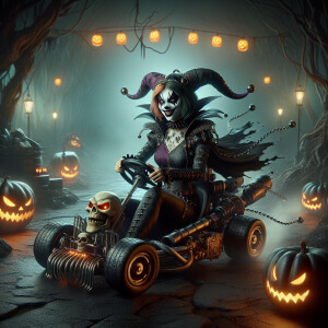 “Create a hyper-realistic illustration of Harley Quinn with a go...