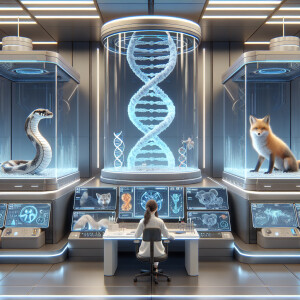 Create a 3D-rendered anime-style image of a sleek, futuristic la...