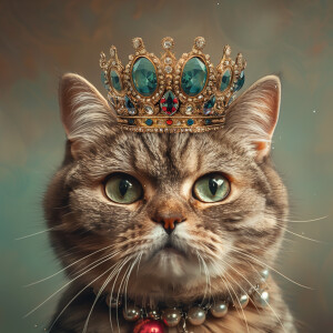 A cartoon. Beautiful cat, staring directly at the camera wearing...