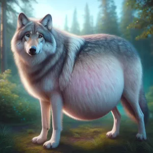Heavily pregnant wolf and very furry