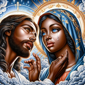Ensure that the image distinctly represents both Jesus Christ an...