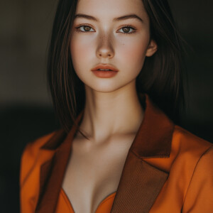 Capture the elegance of a fair-skinned, petite, slim woman with...