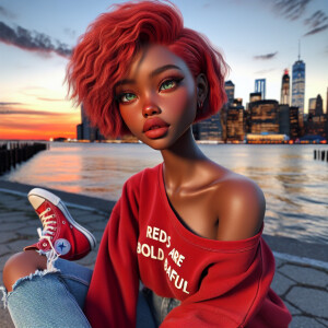 3-D image of a BEAUTIFUL LIGHT SKIN AFRICAN-AMERICAN young woman...