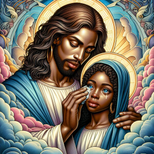 Ensure that the image distinctly represents both Jesus Christ an...